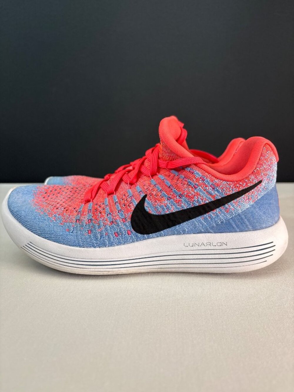 Nike LunarEpic Flyknit Racer Running Shoes Coral Blue Lightweight Breathable (7) - Picture 9 of 14